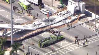 RAW VIDEO Scene of pedestrian bridge collapse at Florida International University [upl. by Trisha907]