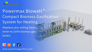 Powermax Compact Biomass Gasification System For Heating Replace your diesel boiler to100 biomass [upl. by Winters480]