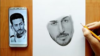 How I draw Tiger Shroff  Realtime Video  part 1 [upl. by Skantze]