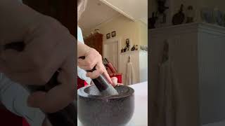 Working with Herbs How to Season a New Granite Mortar amp Pestle [upl. by Rusert1]