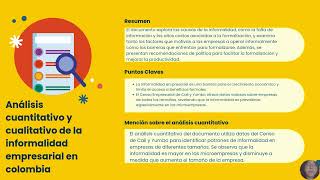 Análisis cualitativo y cuantitativo de la informalidad empresarial en Colombia [upl. by Ridgley]