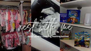 Nesting at 36 weeks  baby laundry • bottles • cleaning [upl. by Zuliram870]