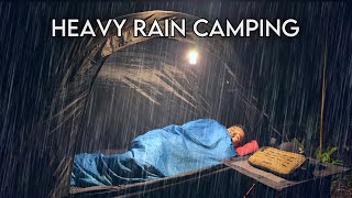 CAMPING HEAVY RAIN USING TRANSPARENT TARP  SOLO CAMPING IN HEAVY RAIN WITH FLOATING TENT [upl. by Chassin]