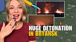 HUGE DETONATION IN BRYANSK ATACMS STRIKE AMMUNITION DEPOT Vlog 868 War in Ukraine [upl. by Nayb848]