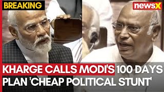 Kharge Calls Modi Govts 100 Days Plan Cheap Political Stunt  NewsX [upl. by Martinelli660]