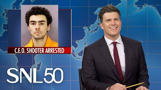 Weekend Update UnitedHealthcare CEO Shooter Arrested Trump Named TIME Person of the Year  SNL [upl. by Esilahs508]