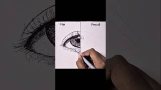 Pen Vs pencil eye drawing [upl. by Lerad]