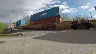 CN NB in Parry sound 3844 leading railways canadiannationalrailway railfanning [upl. by Alliuqet]