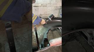 Black epoxy fender spraypaint painting spraygun ford coupe 1940 satisfying autobody paint [upl. by Ecnesse356]