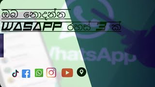 ඔබ නොදත් watsapp රහස් 3 hasa tech [upl. by Bruell]