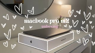 ♡ macbook pro m2 ♡ 13inch unboxing space gray  2023 [upl. by Corabella]