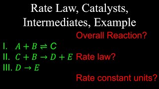 Rate Law Catalysts Intermediates Kinetics Example  Chemistry [upl. by Georgeanne]