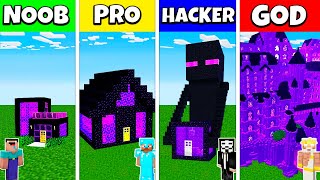 Minecraft Battle NOOB vs PRO vs HACKER vs GOD NETHER PORTAL HOUSE BASE BUILD CHALLENGE  Animation [upl. by Loriner]