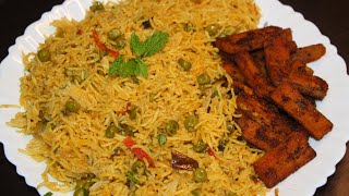 பட்டாணி சாதம் வாழைக்காய் வறுவல்  Pattani Sadam in Tamil  lunch box recipe  peas rice in tamil [upl. by Fleming]