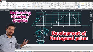 Development of pentagonal prism in AutoCad  Engineering Graphics Development in autocad  Mech20 [upl. by Swamy]