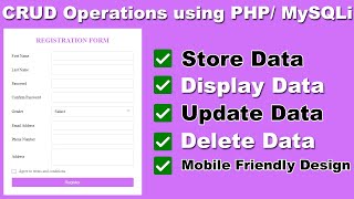 PHP CRUD Operations Tutorial Using MySQLi in Hindi  Select Insert Update Delete  PHP Tutorial [upl. by Mcmaster]