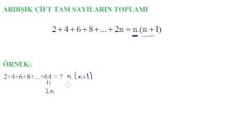 ARDIŞIK SAYILAR Ardışık Çift Sayıların Toplamı [upl. by Ayikur]