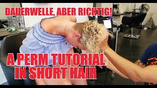 A PERM TUTORIAL IN SHORT HAIR DAUERWELLE ABER RICHTIG IN KURZEN HAARE BY JOERG MENGEL FRISEURE [upl. by Anya]