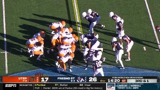 UTEP quotFake QB Sneakquot Trick Play TD vs Fresno State  2021 College Football [upl. by Annoyt]