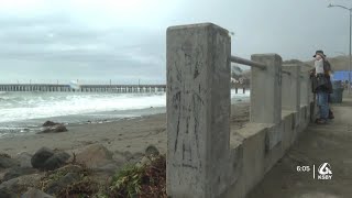 High surf brings wave of onlookers and business to Cayucos [upl. by Ellahcim]