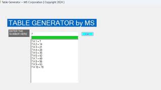 VS VBNET or C multiplicationTable project [upl. by Mohun]