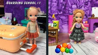 Anna and Elsa Toddlers go to Boarding School Barbie Toys amp Dolls Story  Unpacking  Back To School [upl. by Eibloc626]