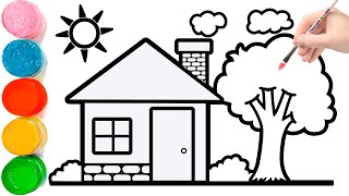 HOW TO DRAW A HOUSE EASY  Drawing House form Shapes [upl. by Channa]