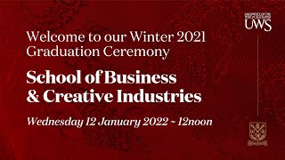 UWS Graduation Ceremony Winter ’21  School of BCI 12 January 2022 at 1200noon [upl. by Seaman]