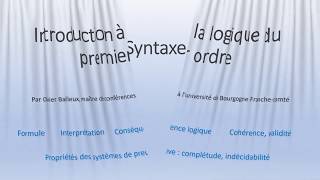 Introduction à la logique du premier ordre [upl. by Li163]