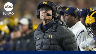 Michigans football coach Jim Harbaugh suspended by NCAA’s Big Ten [upl. by Eecyak]