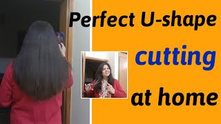 Ushape cutting at homeCut your own hair in U shapeEasy hair cutting [upl. by Eiknarf]