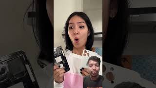 Karina Ka Iphone Lena Ka Techniq 😀 shorts ytshorts youtubeshorts funny comedy [upl. by Enirahtak]