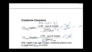 Creatinine clearance CockcroftGault Equation  calculations [upl. by Valenba902]