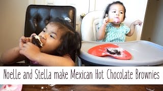 Noelle and Stella Bake Mexican Hot Chocolate Brownies Kid Friendly and Simple Brownie Recipe [upl. by Arten131]