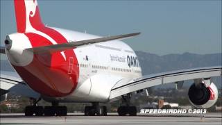 Qantas Airways Airbus A380842 VHOQD Takeoff From Los Angeles [upl. by Verger]