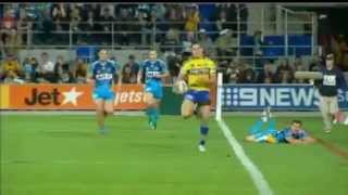 Jarryd Hayne 100m try against titans [upl. by Kloster]