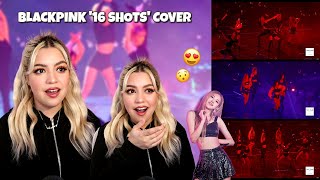 REACTION BLACKPINK 16 SHOTS DANCE COVER [upl. by Aleahcim]