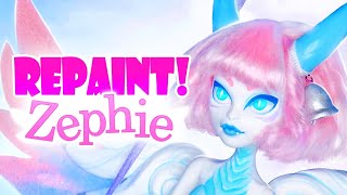 Repaint Zephie the Air Dragon OOAK Monster High Doll [upl. by Aihsatal710]