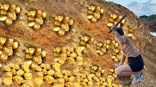 The Adventure of Discovery Lucky Girl Found Huge Nuggets of Gold Treasure Under Stone [upl. by Witte]