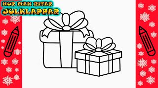 JULTECKNINGAR  🎁 Hur man ritar JULKLAPPAR  Rita Det Själv  Lär dig att rita enkelt [upl. by Auohs702]