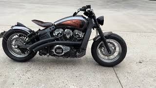 Indian scout bobber custom walk around idle [upl. by Yennor]