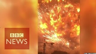 Tianjin explosion video captures fear of eyewitnesses  BBC News [upl. by Amory]