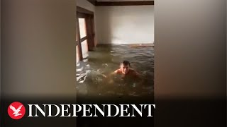 Florida man swims inside house as Hurricane Ian storm surge brings devastating floods [upl. by Gaby]