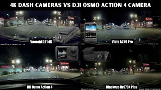 4K Dash Cameras vs DJI Osmo Action 4 Camera Driving at night [upl. by Nauqaj]