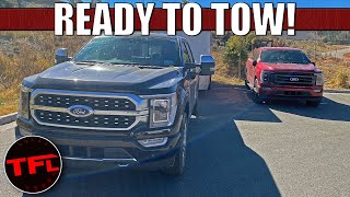 2021 Ford F150 Power Stroke Diesel SPIED In The Wild Towing 8000 Pounds [upl. by Aniloj635]