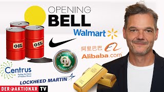 Opening Bell Öl Gold Bitcoin Nike Alibaba JDcom Old Dominion Walmart Lockheed Centrus [upl. by Schmitt970]