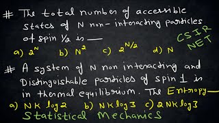 Total Number of Accessible States of N non Interacting spin 1\2  Entropy  Partition Function [upl. by Laeynad]