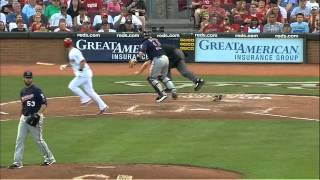 20120622 Umpire gets hit by a bat [upl. by Ragse]