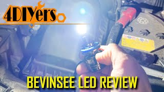 Review Bevinsee V45 H8 H9 H11 LED Headlight Bulbs [upl. by Adihsar]