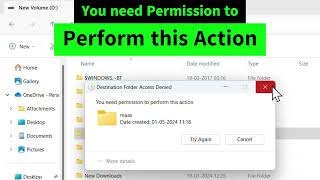 FIX Destination Folder Access Denied You Need Permission to Perform this Action in Windows 1011 [upl. by Selbbep446]